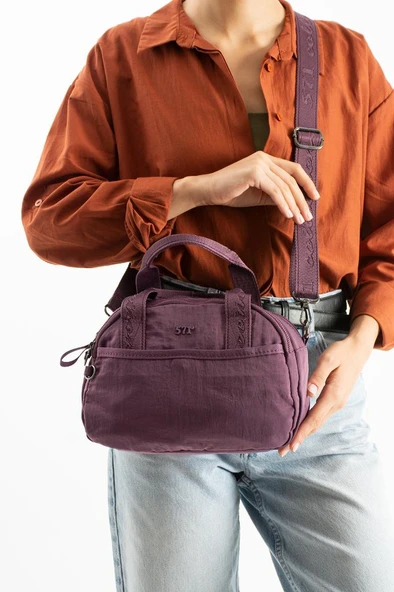 Kadın Omuz Çantası Elde Tutmalı Çapraz Askılı Postacı Bayan Çantası 20*27 Cm Astarlı Hafif Kumaş - Resim 9