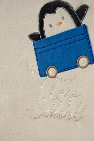 Bebitof %100 Pamuk Arabalı Penguen Desenli 10 Parça Kutulu Yenidoğan Hastane Çıkısı Seti BBTF.MV.10094 - 3