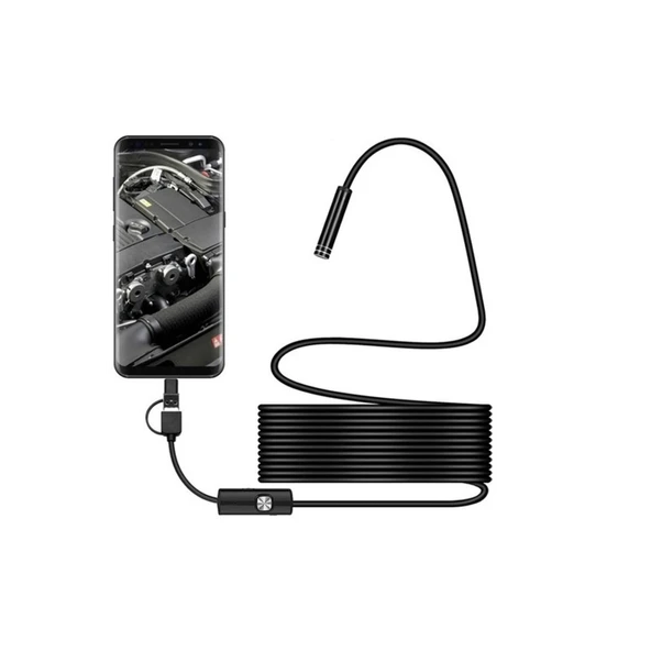 Endoskop 3 İn 1 Yılan Kamera Usb Micro Usb Type-c 20 Metre Sert Kablo - 3