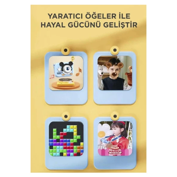 Mini 1080p Hd Çocuk Kamera Dijital Fotoğraf Makinesi 2.0 Inç Ekran 5 Adet Oyun Pembe - 7