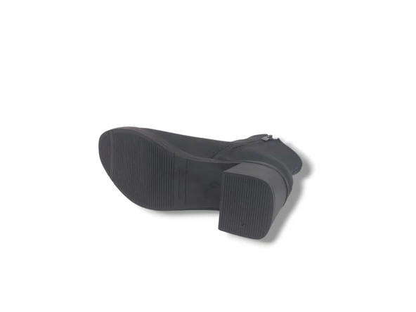 Zerhan 1499 Kadın Siyah Fermuarlı Kalın Topuklu Bot - Resim 5