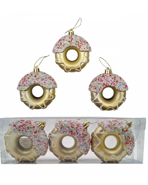Yılbaşı Süsü 3' lü 8 Cm Donut Süs