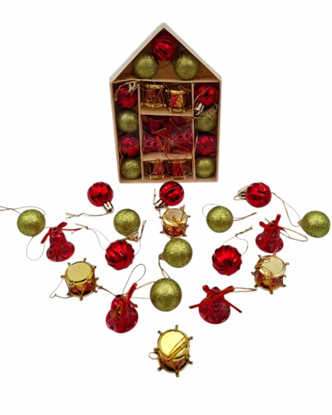 Yılbaşı Süsü 19' lu 8 Cm Karışık Süsler 19 Adet Set - 2