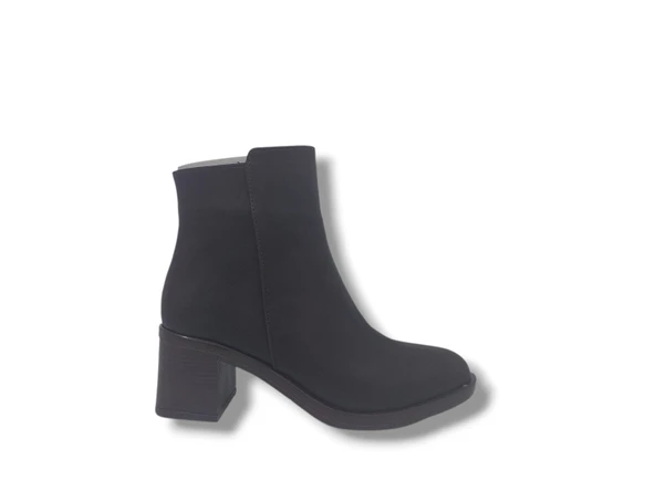 Zerhan 1499 Kadın Koyu Kahve Fermuarlı Kalın Topuklu Bot ürün görseli