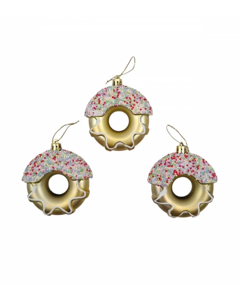 Yılbaşı Süsü 3' lü 8 Cm Donut Süs - 2