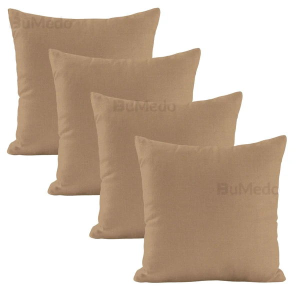 Modern Tarz Düz Renkli 4’lü Dekoratif Kırlent Kılıfı Seti Şık Yumuşak Dokulu ve Zarif Tasarım - Resim 2