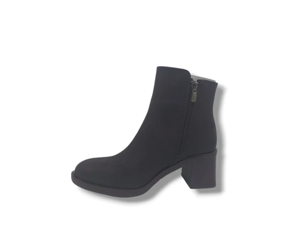 Zerhan 1499 Kadın Koyu Kahve Fermuarlı Kalın Topuklu Bot - Resim 3