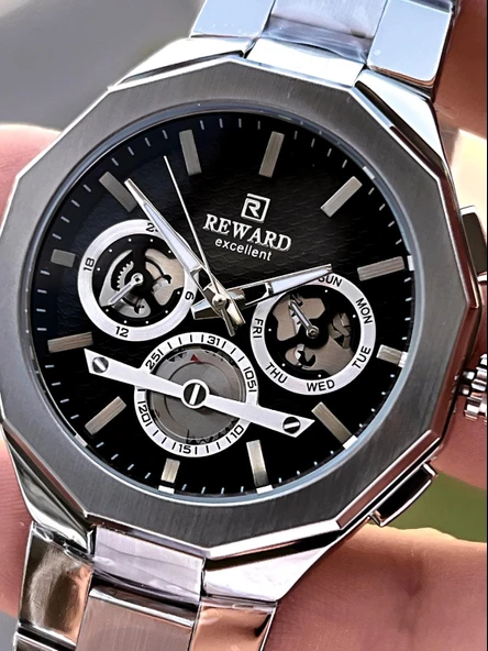 Reward Çelik Kordon İç Fonksiyonlar Aktif 5 Atm Suya Dayanıklı Erkek Kol Saati VS.BLKT.0513 - Resim 4