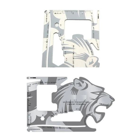 Buffer® 18 Fonksiyonlu Cüzdan İçi Aslan Tasarımlı Kart Acil Durum Kiti