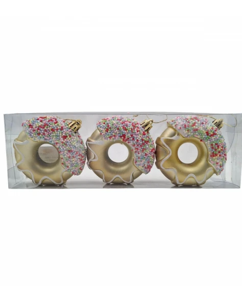 Yılbaşı Süsü 3' lü 8 Cm Donut Süs - 3