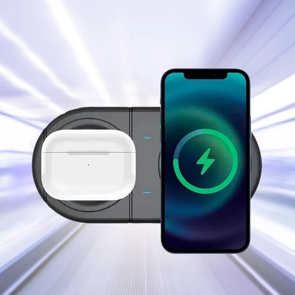 Buffer® 2si 1arada Kablosuz Saat,kulaklık Ve Telefon Hızlı Şarj Etme Aparatı - 13