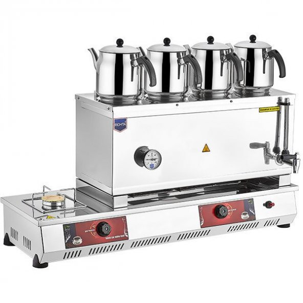 Remta 85 Model Dört Demlikli Doğalgazlı(Ce) Çay Ocağı 43Lt.- 4 ADET DEMLİK DAHİL N14 Çay Kazanı