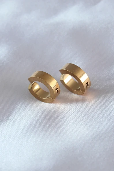Litae Trend BFS 316L Çelik Gold Renk Sıkıştırmalı Erkek Küpe - 1