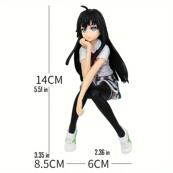 Anime PVC Heykeli - Siyah Saçlı ve Beyaz Kıyafetli Kız - Resim 4