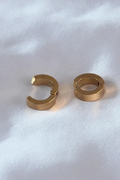 Litae Trend BFS 316L Çelik Gold Renk Sıkıştırmalı Erkek Küpe - 2