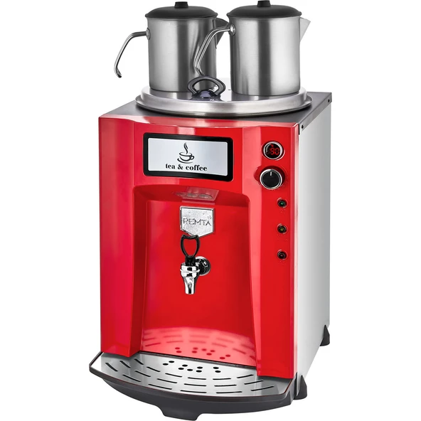 Remta 2 Demlikli Premium Jumbo Şamandıralı Çay Makinesi Kırmızı Renk -DE11SP 23 Lt