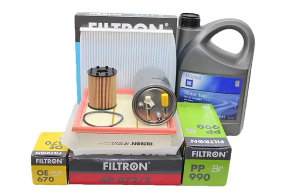Opel Corsa D Filtron Z13DTJ Euro 4 Dizel Motor Bakım Seti Yağ Filtresi Çıkıntılı GM 5W30 4 LT Yağlı ürün görseli