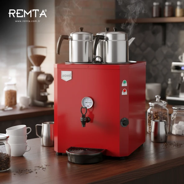 Remta 3 Demlikli Jumbo Çay Makinesi Şamandıralı 40 Lt - Kırmızı Renk DE10S - De10s - Resim 2