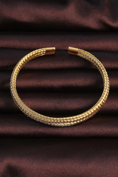 Litae Trend BFS 316L Çelik Altın Renk Hasır Görünüm Erkek Bileklik - 2