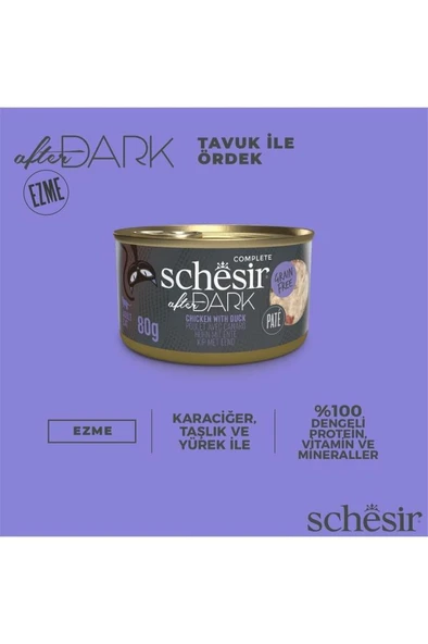 SchesirAfter Dark Tavuk ile Ördek Pate Yetişkin Kedi Konservesi 80g  Skt:12/2026 - Resim 3