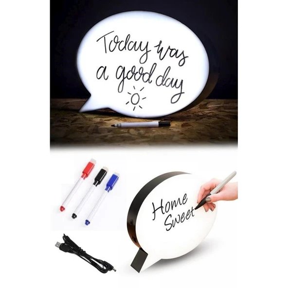 Buffer® Kalemle Yazılabilen Konuşma Balonu Görünümlü Işıklı Mesaj Panosu