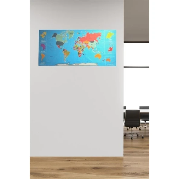 Buffer® Renkliatlas Dünyaharitası Manyetik Yapıştırıcı Gerektirmeyen Duvar Stickerı 118 Cm * 56 Cm - 8