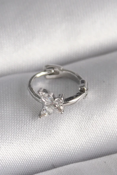 Litae Trend BFS 316L Çelik Gümüş Renk Zirkon Taşlı Kelebek Model Tragus Piercing - 1