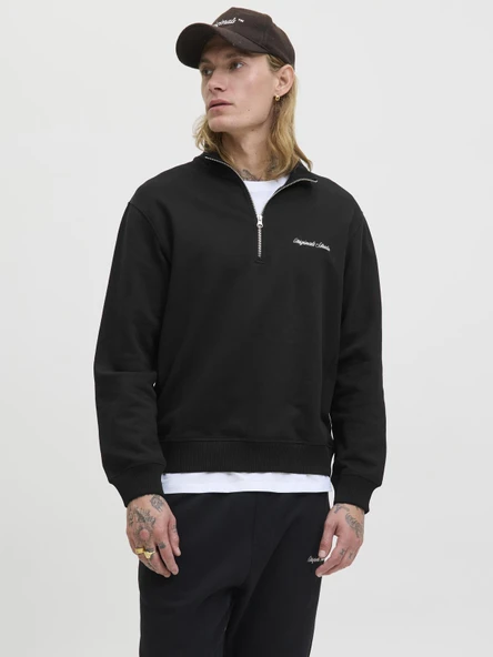 JORNORREBRO EMB SWEAT HIGH NECK NOOS Black Black L ürün görseli 1