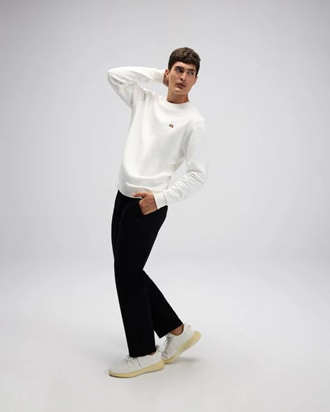 Ellesse Erkek Sweatshirt EM579-OF Off White Off White M - Resim 5