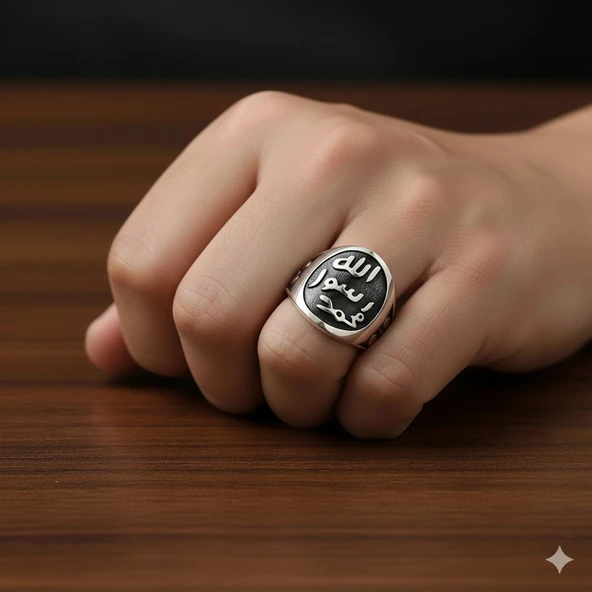 Hz Muhammed Mühür Taşsız Gümüş Yüzük - Resim 3