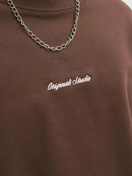 JORNORREBRO EMB SWEAT CREW NOOS Deep Mahogany Deep Mahogany XL - Resim 5