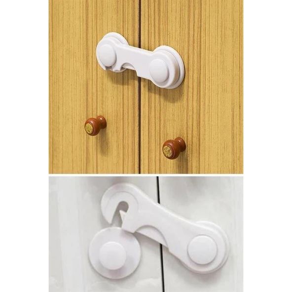Buffer® Bebek Çocuk Güvenliği Çekmece Ve Dolap İçin Kendiliğinde Yapışkanlı Vidasız Kapak Kilidi - 5