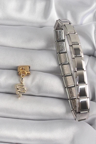 Litae Trend BFS 316L Çelik Gold Renk Sallantı Yılan Model Nomination Charm - 2