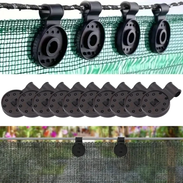 Buffer® 10 Adet Güneşlik Filesi Sabitleme Klipsleri, Gölgelik Bezi Ve Brandalar İçin Dayanıklı Plastik Kelepçe Kancaları