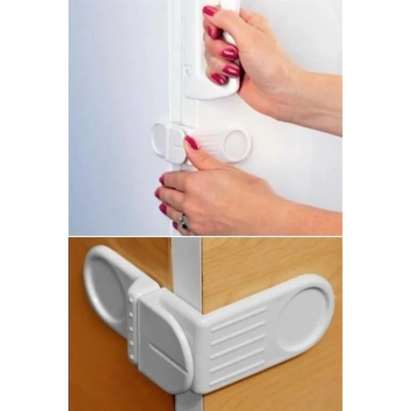 Buffer® Bebek Çocuk Güvenlik Çekmece Ve Dolap İçin Kendiliğinde Yapışkanlı Vidasız Köşe Kapak Kilidi - 5