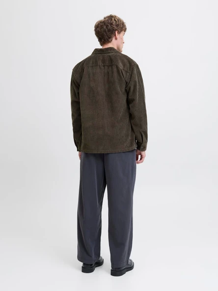 JPRBLUWILL CORDUROY L/S OVERSHIRT SN Olive Olive L - Resim 4