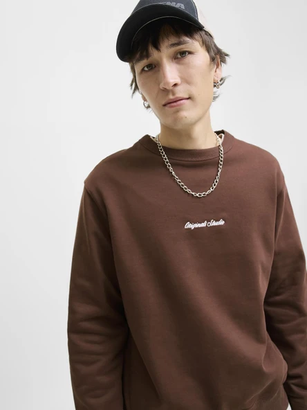 JORNORREBRO EMB SWEAT CREW NOOS Deep Mahogany Deep Mahogany XL - Resim 6