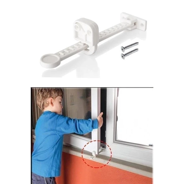 Buffer® Bebek Çocuk Evcil Hayvan Güvenlik Ayarlanabilir Koruyucu Pencere Havalandırma Kilidi - 6