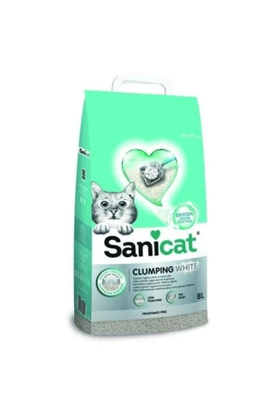 Sanicat Clumping White Oksijen Kontrol Süper Topaklanan Kedi Kumu 8 Lt ürün görseli 1