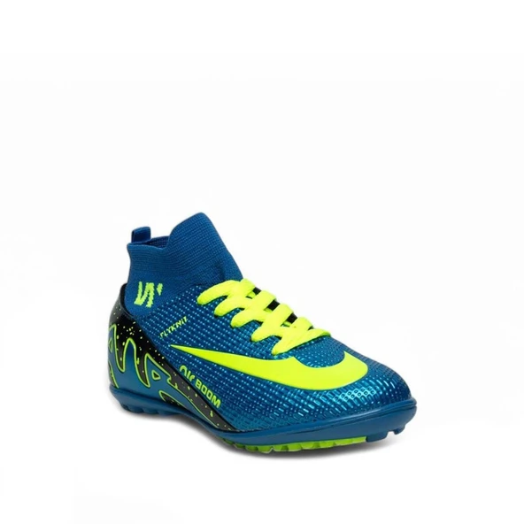 Çocuk Halı Saha Ayakkabısı Mavi Neon Sarısı - 4