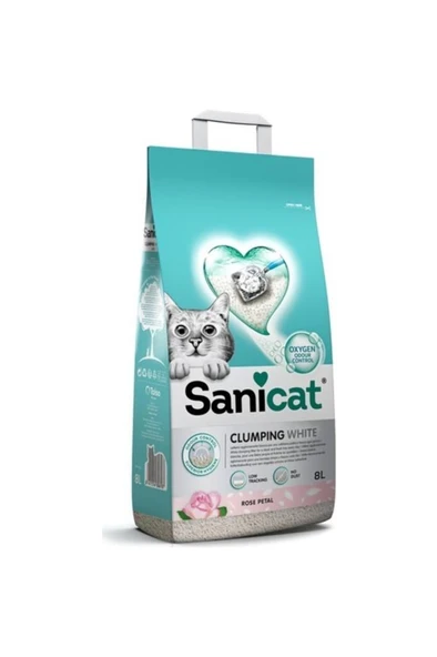 Sanicat Clumping White Gül Kokulu Kedi Kumu 8 Litre ürün görseli