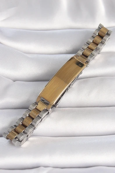 Litae Trend BFS 316L Çelik Gold Gümüş Renk Zincir Künye Model Erkek Bileklik - 2