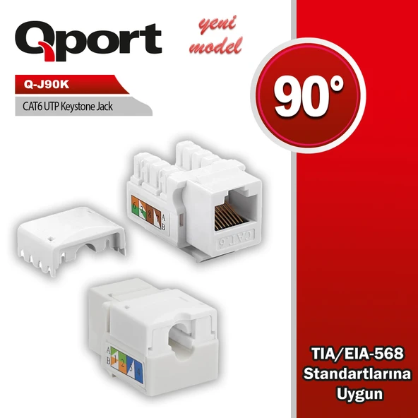 QPORT Q-J90K CAT6 90 DERECE KEYSTONE JACK ürün görseli