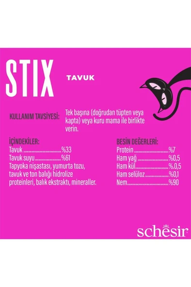 Schesir Stix Tavuk Krem Pouch 6 X 15g - Resim 5