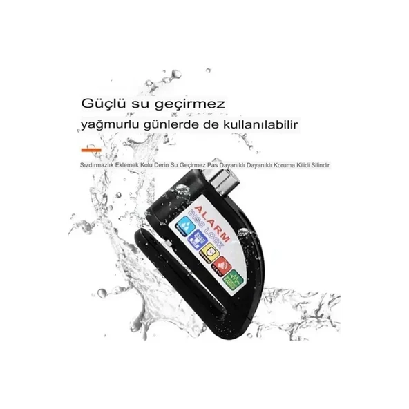 Alarmlı Disk Kilidi Motorsiklet Scooter Bisiklet Sesli Alarm 110 Desibel Yüksek Ses - 3