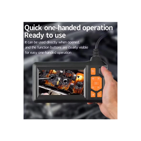 Ekranlı 3 Kameralı 10 Mt Hafıza Kart Destekli Sert Kablo Yılan Endoskop Kamera 8 Mm 4.3 Inc - 5