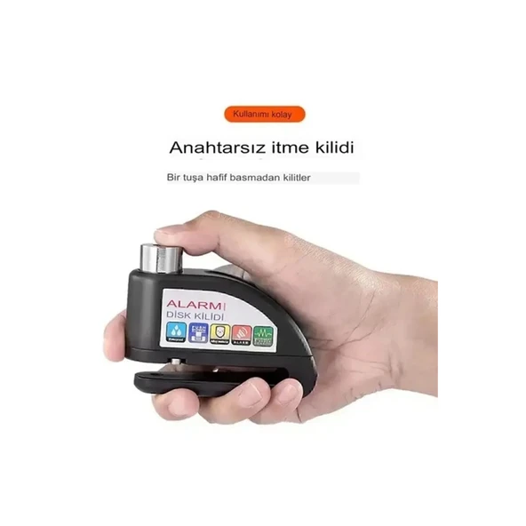 Alarmlı Disk Kilidi Motorsiklet Scooter Bisiklet Sesli Alarm 110 Desibel Yüksek Ses - 2