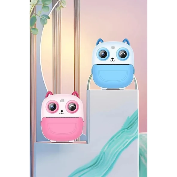 Dijital Video Fotoğraf App Destekli Çocuk Kamerası Termal Resim Kağıt Baskılı Yazıcı Mavi - Resim 3