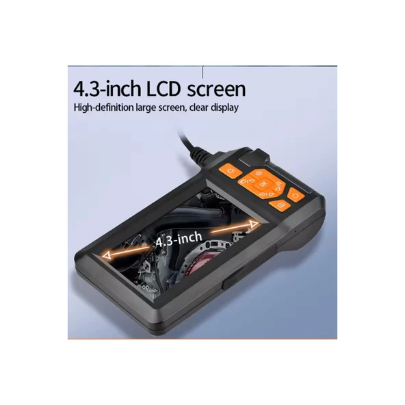 Ekranlı 3 Kameralı 10 Mt Hafıza Kart Destekli Sert Kablo Yılan Endoskop Kamera 8 Mm 4.3 Inc - 4