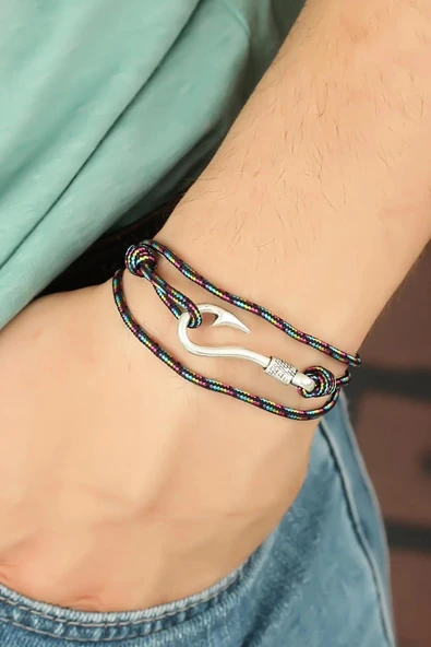 Litae Trend BFS Çizgi Desenli Metal Kancalı Erkek Bileklik - 1